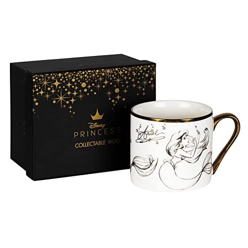 Image of Disney - Classic Ceramic Mug with Gold Rim and Handle - Ariel Design - collectable Item