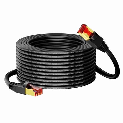 Image of ELTRIXA Ethernet Cable Cat6A 5M, 23AWG Outdoor Direct Burial High Speed Ethernet Cable Up to 10Gbps, LLDPE UV-Resistant Waterproof Jacket, CCA RJ45 Network Internet Cable - Black
