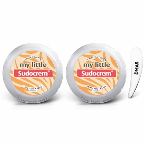 Image of My Little Sudocrem Skin Care Limited Edition with Spatula – Soothing Barrier Cream for Baby Nappy Rash, Dry Skin & Sensitive Skin – Everyday Family Moisturiser Cosmetic (Travel Size) 2 Pack