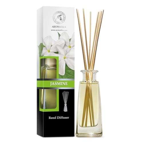 Image of AROMATIKA Jasmine Reed Diffuser 100ml – Floral Room Fragrance, Scented Diffuser with Rattan Sticks, Long Lasting Home Fragrance & Air Freshener, Relaxing Aromatherapy Scent for Home, Office & SPA
