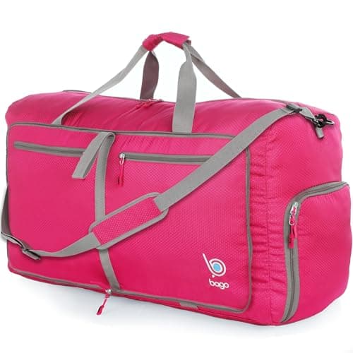 Image of bago Holdall Bags for Men & Women - 60L Spacious Holdall Bag with Shoe Compartment - Save Time & Travel The World in Style & Convenience - Durable, Lightweight & Foldable Duffle Bag (Pink)