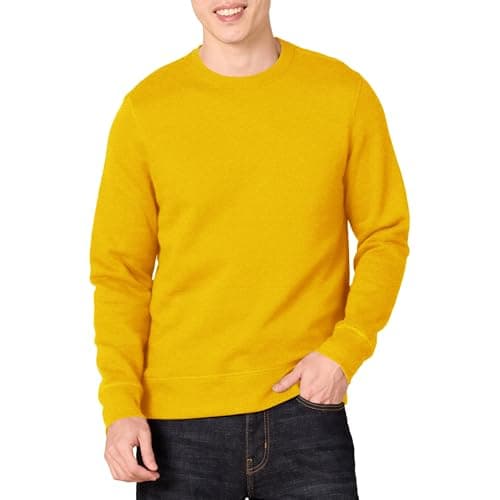 Image of Amazon Essentials Men's Fleece Crew Neck Sweatshirt (Available in Big & Tall), Gold, L