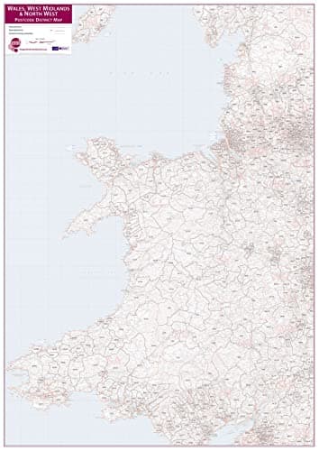 Image of Wales, West Midlands and North West Postcode District Map (Laminated)