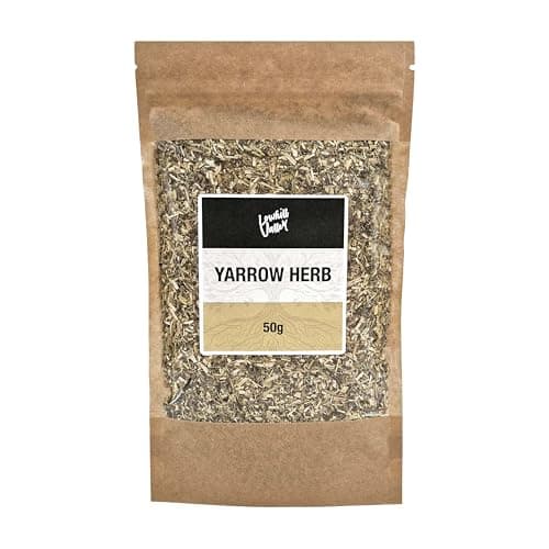 Image of Lowhill Valley Yarrow Herb - Cut and Dried Achillea Millefolium - Loose-Leaf Herbal Tea for Digestive Wellness & Immune Support - Natural Remedy for Respiratory Function & Wound Repair - 50g