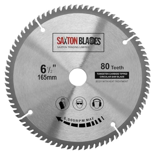 Image of Saxton TCT Circular Fine Cutting Wood Saw Blade 165mm x 20mm (16mm Ring) x 80 Teeth Compatible with Bosch Makita etc