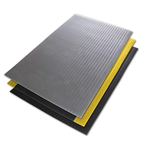 Image of etm Anti-Fatigue Rubber Mat - Ribbed Structure | Workplace Safety Comfort Flooring | Non Slip Work Mat | Grey - 60 x 90 cm