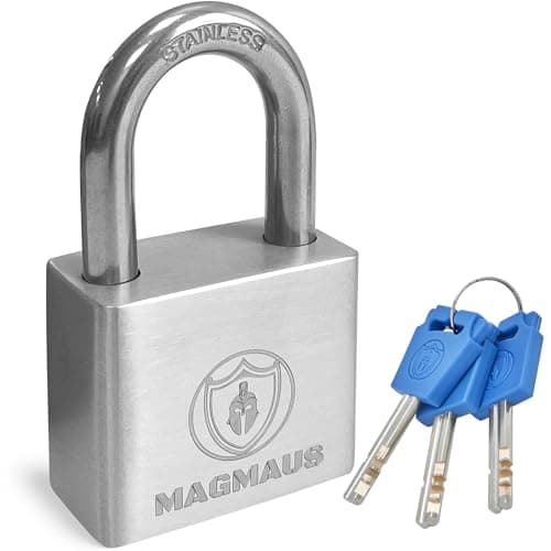 Image of Magmaus® PDL40 [Never-Rust] Heavy Duty Waterproof Outdoor Padlock with 3 Keys - Stainless Steel - [High Security Protection] - Ideal Gate or Shed Lock