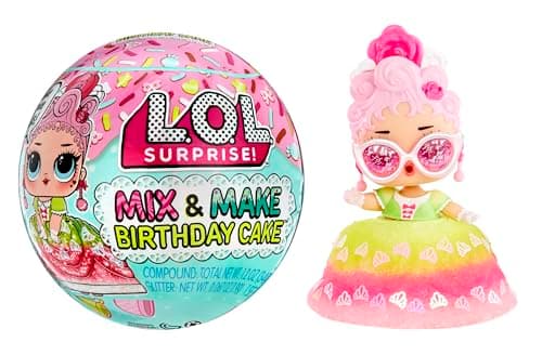 Image of L.O.L. Surprise! Mix & Make Birthday Cake Tots - With Collectible Doll, DIY Cake Dress, Cake Making and Decorating, Ingredients and Glitter Sprinkles - Cake Dress Doll - Great for Girls Ages 3+