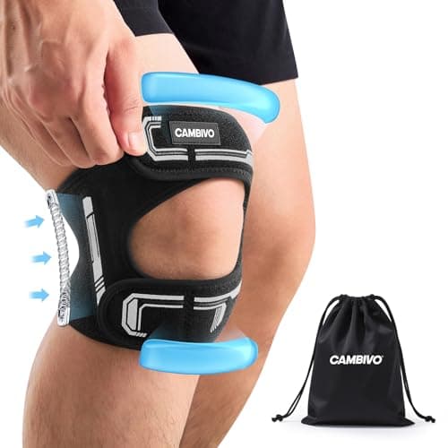 Image of CAMBIVO Patella Tendon Knee Strap with Double-Sided Spring Stabilizers and Gel Pad, Adjustable Knee Support for Women Men, Lightweight Knee support for Running, Hiking, Workouts, Pain Relief (L/XL)