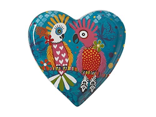 Image of Maxwell & Williams Love Hearts Heart Shaped Side Plate with Chatter Design, Gift Boxed, Porcelain, Teal, 15.5 cm