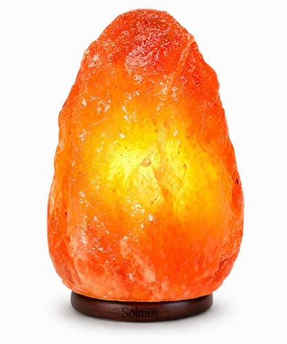 Image of SOLMIST 2-3 KG Pink Himalayan Rock Salt Lamp - Natural Hand Crafted with Complete Electric Fitting - Wooden Base Calming Atmosphere Night Lamp - Great as a Gift UK Switch [Energy Class G]