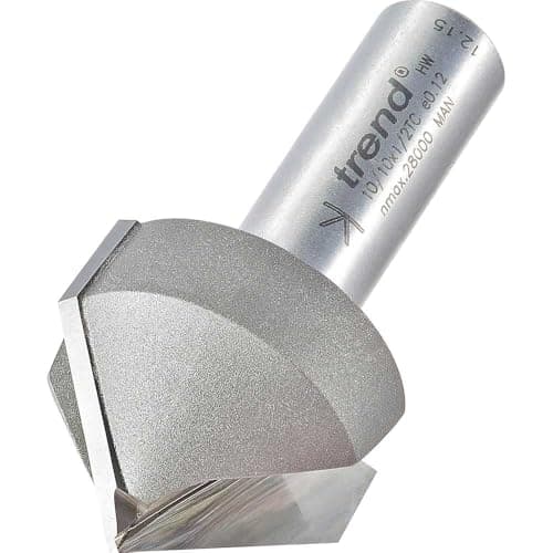 Image of Trend Professional Chamfer V Groove Cutter, 45-Degree, 1/2 Inch Shank, 32mm Cut Diameter & 15mm Cut Length, Tungsten Carbide Tipped, 10/10X1/2TC