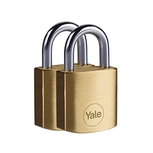 Image of Yale - Y110B/30/115/2 Standard Security 30mm Brass Padlock, Pack of 2 - Open Hardened Steel Shackle - 3 keyed Alike Keys