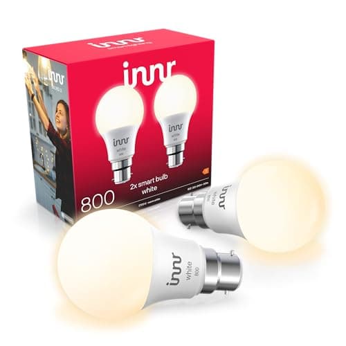 Image of Innr Zigbee B22 Smart Bulb, Works with Hue* and Alexa (Bridge Required), Warm White, B22 LED Bayonet Bulb, 806 Lumen, Dimmable, 2-Pack