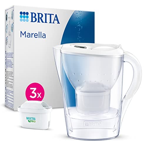 Image of BRITA Marella Water Filter Jug White (2.4L) Starter Pack incl. 3x MAXTRA PRO Pure Performance cartridge - fridge-fitting jug with digital LTI and Flip-Lid - now in sustainable Smart Box packaging