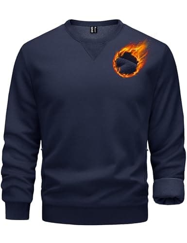 Image of TACVASEN Mens Crew Neck Sweatshirts Casual Work Fleece Sweatshirt Winter Thermal Jumper with Zip Pockets Navy,2XL