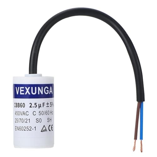 Image of VEXUNGA Capacitor 2.5uF 450V Starting Capacitor 2.5µF AC Motor Capacitor CBB60 SH 2.5 MFD 450VAC Capacitors 30 x 51 mm 50/60Hz with Cable
