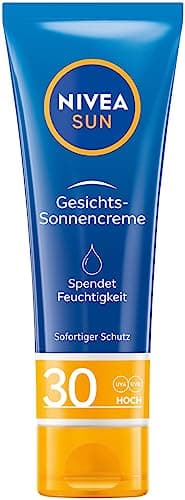 Image of NIVEA Sun Protection & Care Face Sun Cream with SPF 30 (50 ml), Instant Sun Protection for Face, Neck & Décolleté, Sun Cream with 24-Hour Moisturiser