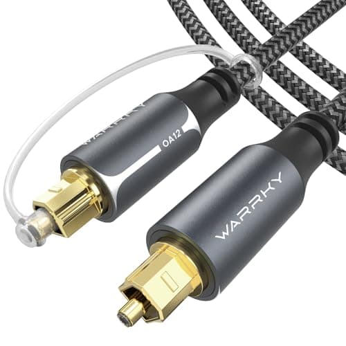 Image of WARRKY Optical Audio Cable, 3M/10FT Fiber Optic Cable [Metal Case, Nylon Braided, Gold Plated Plug] Digital Optical Audio Toslink Cable Compatible with Sound Bar, TV, PS4, Xbox, Samsung