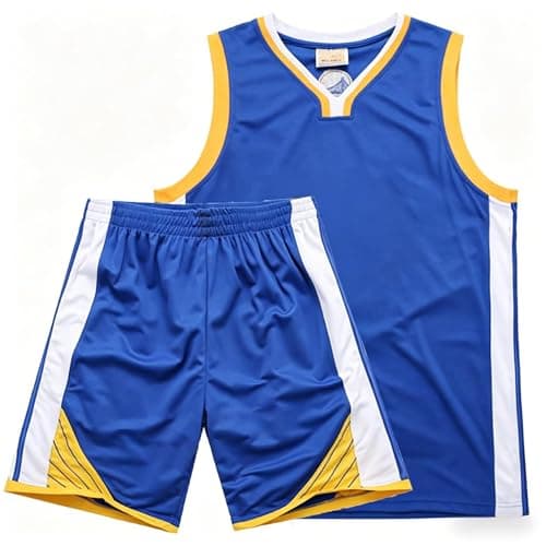 Image of Kids Basketball Kit - 2-Piece Sleeveless Kids Basketball Jersey Shirt - Cool Basketball Kid Outfit for 4 5 6 7 8-14 Years Old Kid Boys Childs Gifts,Blue(XL,160)