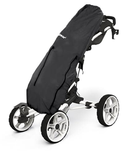Image of Clicgear Golf Bag Rain Cover – Waterproof Nylon Club & Gear Protection – Universal Fit for Push Carts – Easy Access Zippers, Clip-On Straps & Storage Bag Included (Black)