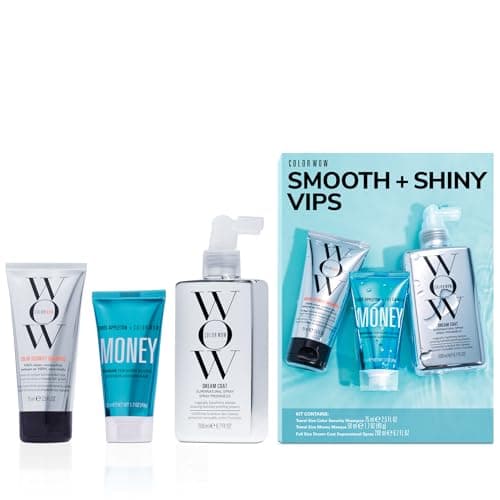 Image of COLOR WOW Smooth + Shiny VIPs Kit – Iconic Frizz-Fighters for Glossy, Glassy Hair | Includes Mini Money Masque, Mini Color Security Shampoo + Dream Coat | Frizz Control + Long-Lasting Shine