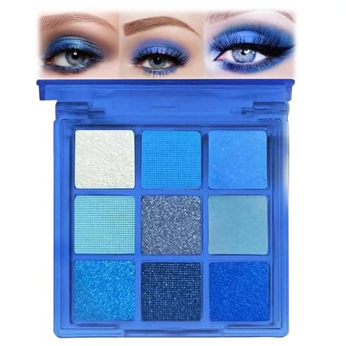 Image of AuraBeen Royal Blue Glitter Eyeshadow Palette - Highly Pigmented, Long-lasting, Waterproof Makeup with Shimmer & Matte Shadows - Enhance Your Eyes