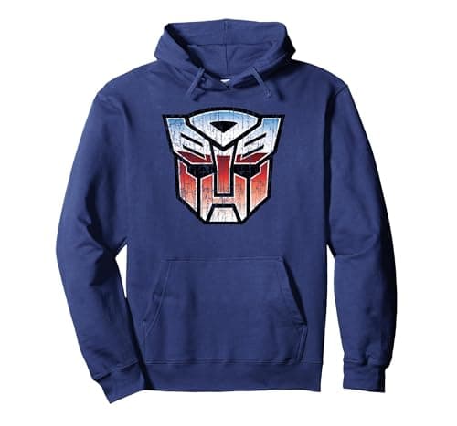 Image of Transformers Logo Autobot Distressed Pullover Hoodie, Adult Unisex, Navy Blue, X-Large