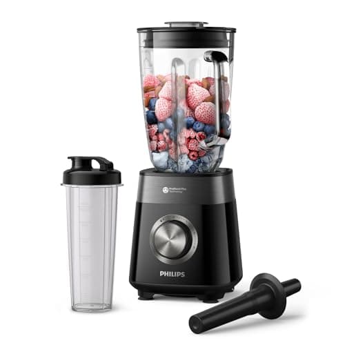 Image of Philips Blender Series 5000 – Power 1200 W, Glass Bowl, Total Capacity of 2L, 3 Speeds + Pulse, Includes Bottle for Mixing and Taking, Easy Cleaning, Black (HR3031/00)