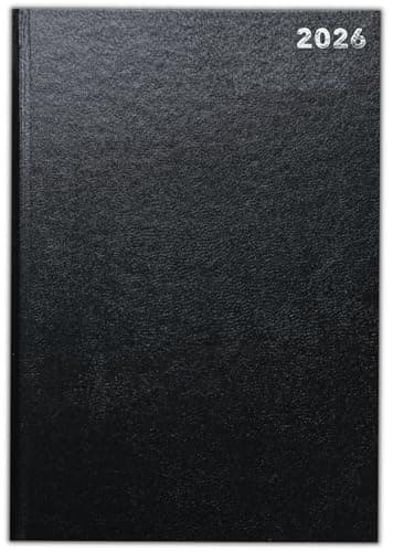 Image of PaulStore 2026 A4 A5 A6 Day to Page/Week To View Diary Full Year Planner Desk Saturday Sunday Shared Page (A4 Wtv, Black)