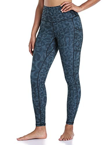 Image of Colorfulkoala Women's High Waisted Tummy Control Workout Leggings 7/8 Length Yoga Pants with Pockets (XS, Cyan Leopard)