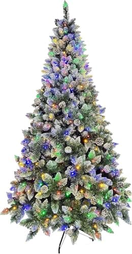 Image of Asinse 4ft Pre-lit Artificial Hinged Christmas Tree with 220 Multi-Color Lights, 320 Branch Tips and Foldable Metal Stand, Perfect Choice for Xmas Decoration