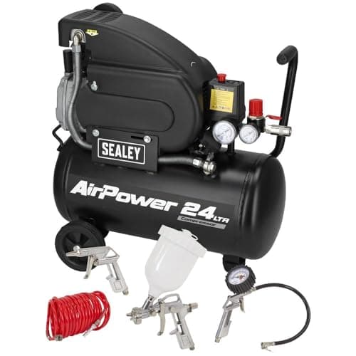 Image of Sealey Direct Drive Air Compressor with 4pc Air Accessory Kit, 24L, 2hp, 5.8cfm, 116psi, 1.5kW - SAC2420APK