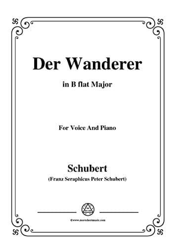 Image of Schubert-Der Wanderer,Op.65 No.2,in B flat Major,for Voice&Piano (French Edition)