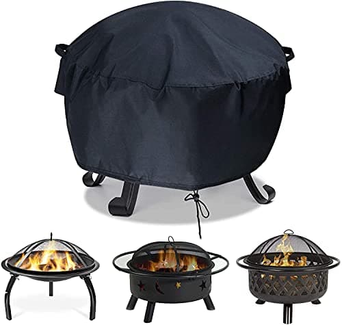 Image of Iptienda Fire Pit Cover, 66x31cm Firepit Covers Waterproof, Round Firepit Cover Gas Fire Pit Covers Anti-UV with Drawstring for small firepits