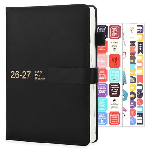 Image of Thboxes Academic Diary 2026-2027 A5 Page A Day, 13 Month Mid Year Daily Diary From July 2026 to July 2027, Day Per Page Daily Planner with 4pcs Stickers, 21×14 cm (Black)