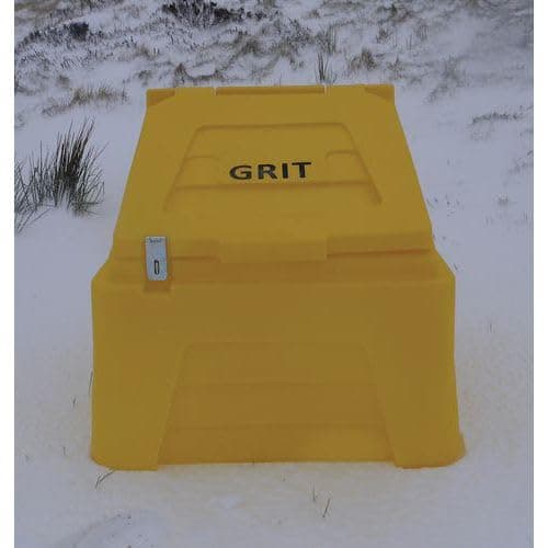 Image of 200L Yellow Grit Bin with Hasp and Staple Lock for Salt/Sand Storage