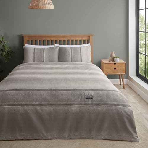 Image of Catherine Lansfield Denim Reversible Double Duvet Cover Set with Pillowcases Grey