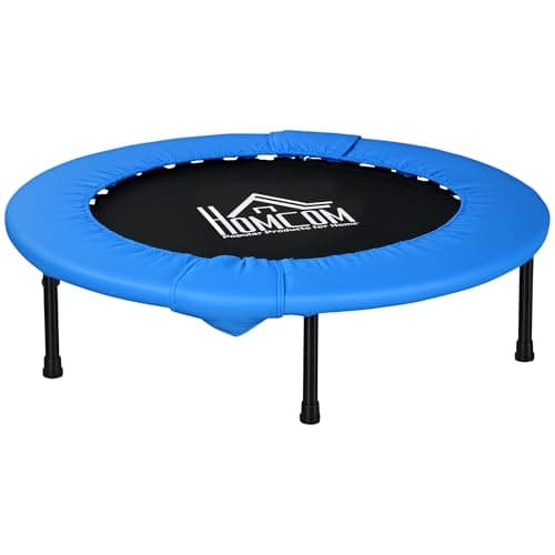 Image of HOMCOM 40" Mini Fitness Trampoline Home Gym Yoga Exercise Rebounder Indoor Outdoor Jumper with Safety Pad, Support Up to 150 KG, Blue and Black