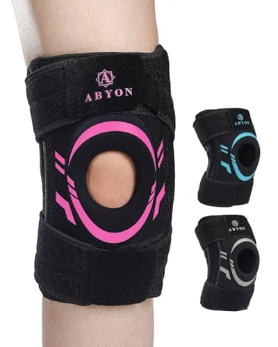 Image of ABYON Knee Support for Men and Women Meniscus Tear, Arthritis, ACL, MCL - Adjustable Knee Brace, Neoprene Patella Stability Wrap with Dual Side Spring Stabilizers for Pain Relief & Injury Recovery