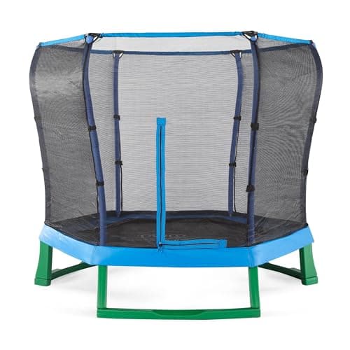 Image of Plum 7ft Junior Jumper Springsafe Children's Trampoline and Enclosure - Blue & Green