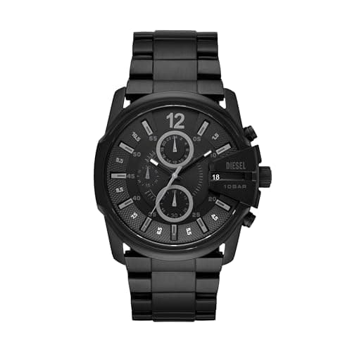 Image of Diesel Watch for Men Master Chief Chrono, Three Hand Movement, 49 mm Black Stainless Steel Case with a Stainless Steel Strap, DZ4180