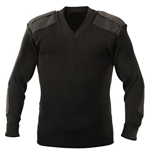 Image of Adults Military Army Security Pullover Jumper Sweater V-Neck (S, Black)