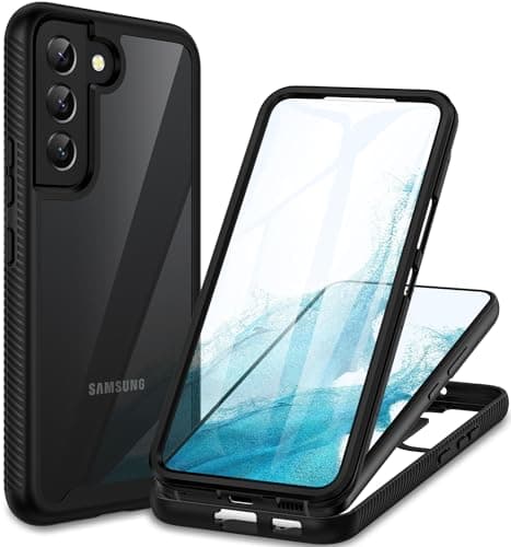 Image of CENHUFO for Samsung Galaxy S22 5G Case Built-in Screen Protector, Military Grade Shockproof Clear Cover 360°Full Body Protective Rugged Bumper Phone Case for Samsung S22 5G -Black