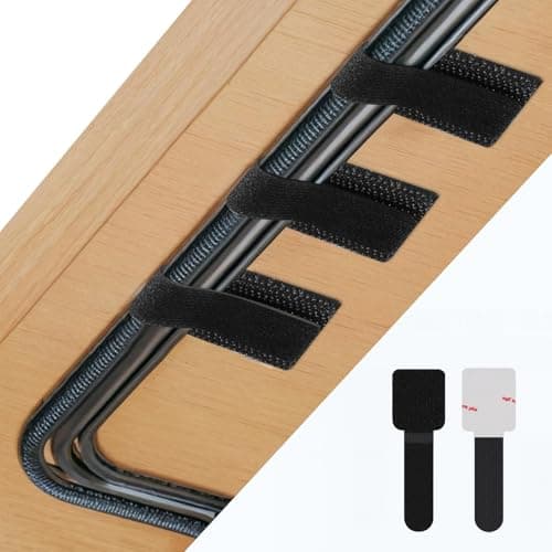 Image of Abnii 50 PCS Under Desk Cable Management, Self Adhesive Cable Tidy Clips Straps, Sticky-Back Hook and Loop Cable Ties Cord Organizer, Wire Organizer for TV PC Laptop Ethernet Desktop, Black, Small