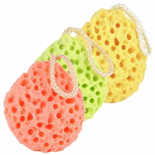 Image of Body Bath Sponge,3 Pack Natural Fiber Soft Body Bath Sponge Honeycomb Texture Gentle Soothing Exfoliating Cleansing Body Shower Loofahs for Adults Daily Care Bathroom Supplies.
