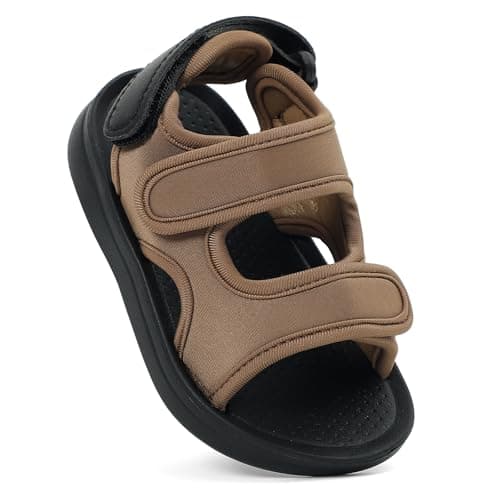 Image of MASOCIO Toddler Sandals Kids Boys Girls First Walking Shoes Pre Walkers Baby Summer Soft Sole Trainers Infant Size 7/7.5 UK Child Brown