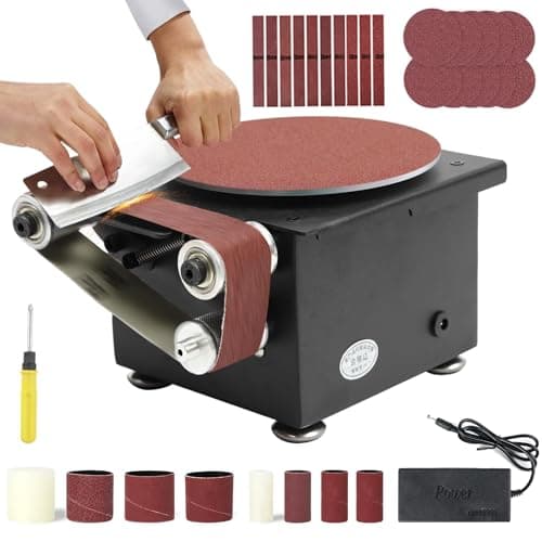 Image of Mini Belt Disc Sander Belt Sander, 6-Inch Sanding Disc, 7 Speed Power Sanding Machine Bench Grinder, Small Sander Machine, for Model Crafts Jewelry DIY, Wood Metal Working(Model b)