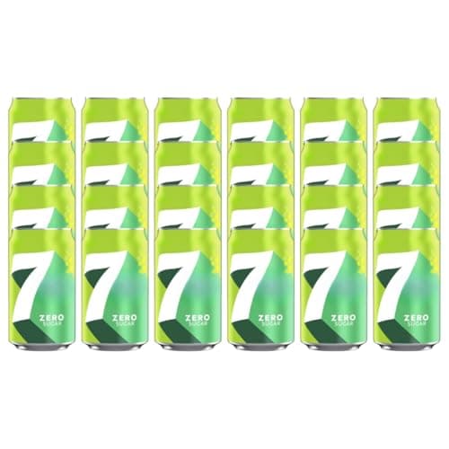 Image of 7 ZERO SUGAR Lemon and Lime Flavoured Fizzy Soft Drink with Sweetners Carbonated Soda Free From Artificial Colours 330ml Cans Low in Calories and No Caffeine Recyclable (Pack of 24)