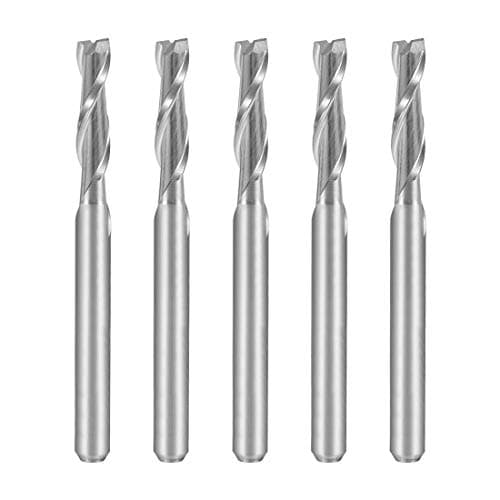 Image of sourcingmap 5PCS 1/8" Shank 3.0mm x 12mm Carbide End Mill CNC Router Bits 2 Flute Milling Bit for Acrylic PVC MDF Wood